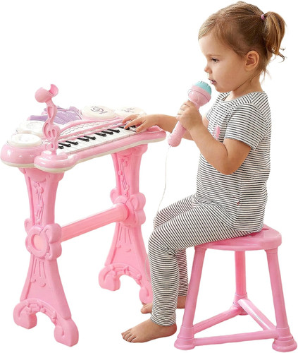 Kids pink piano keyboard - pink, toy